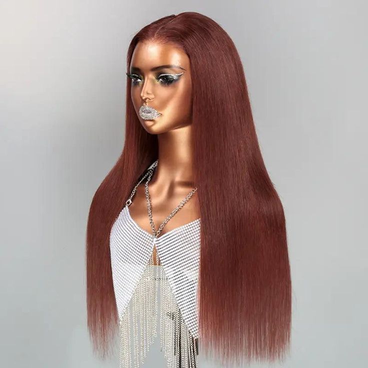 Firieya Straight Reddish Brown Upgrade 9x6 Pre Cut Lace Closure Ready To Go Wig With Bleached Knots