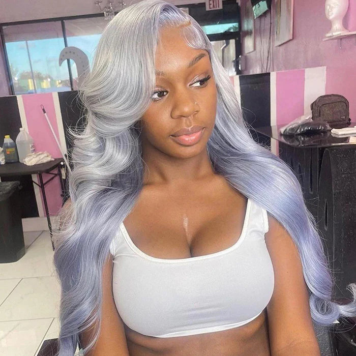 Firieya Silver Grey Body Wave Human Hair Wig 13x4 HD Lace Frontal Wig Colored Human Hair Wigs For Women