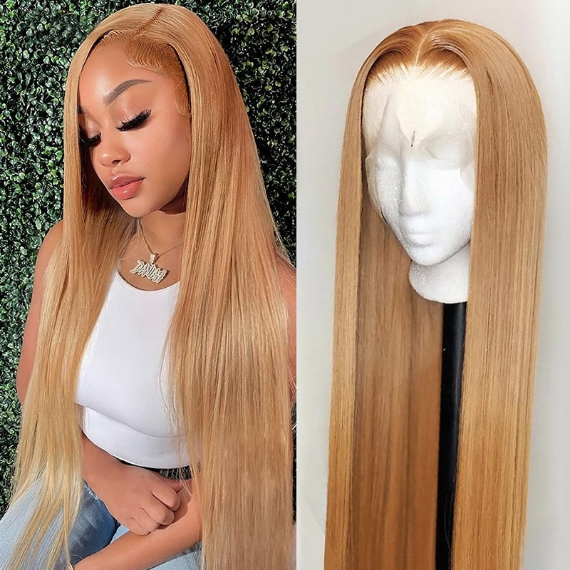 Firieya Honey Blonde Straight Wig 13x4 HD Lace Front Wig #27 Honey Blonde Wig Human Hair Wigs