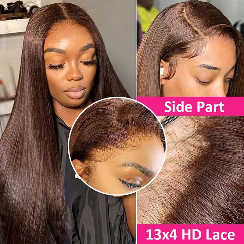 Firieya Chocolate Brown Wig Straight Hair 13x4 Lace Front Wig Glueless Human Hair Wigs HD Lace