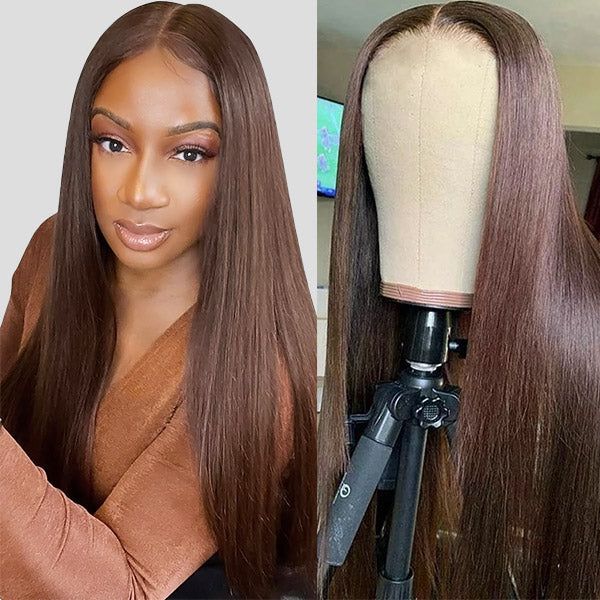 Firieya Chocolate Brown Wig Straight Hair 13x4 Lace Front Wig Glueless Human Hair Wigs HD Lace