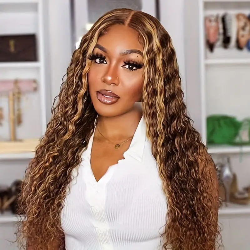 Firieya #P4/27 Highlight Honey Blonde Deep Wave Hair 13x4 Lace Front Human Hair Wig