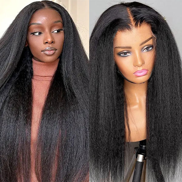 Firieya 13x4 HD Lace Front Wig Kinky Straight Wig Pre Plucked Real HD Lace Human Hair Wigs