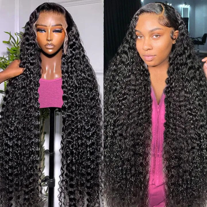 Firieya Deep Wave 13x6 HD Full Lace Wig Pre Plucked Glueless Lace Wig Deep Curly Hair