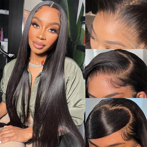 Firieya Glueless Straight Hair 13x6 HD Full Lace Front Wig Pre Plucked Real HD Lace Wig