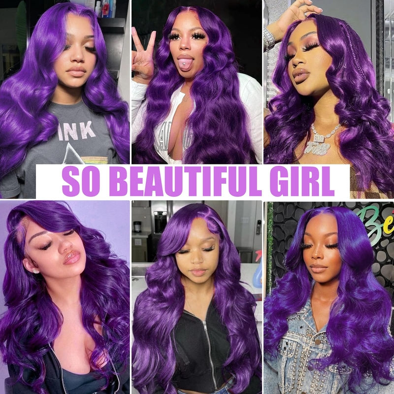 Firieya Deep Purple Lace Frontal Wig Human Hair 13x4 Dark Burgundy Straight Lace Front Glueless Wigs