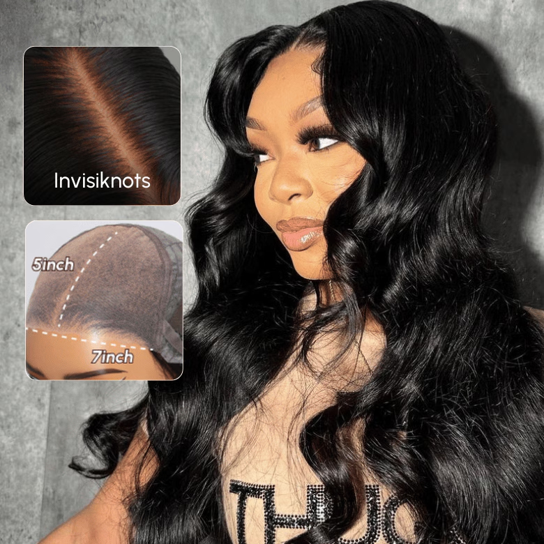 Firieya 7x5 HD Pre cut Lace Front Wig Glueless Body Wave Wig Pre Plucked Real HD Lace Human Hair Wigs