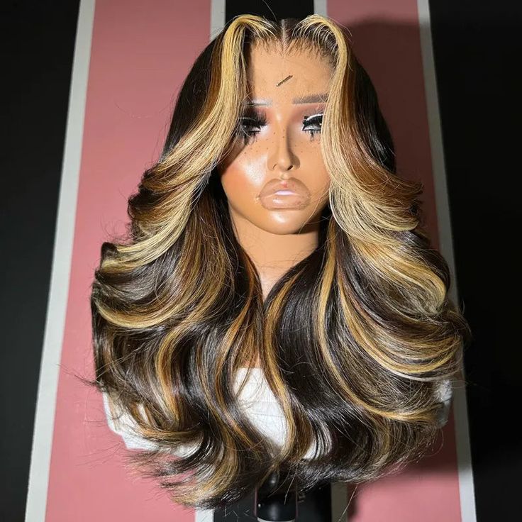 Firieya Balayage Highlight Curtain Bangs Body Wave 13x4 HD Lace Layered Glueless Human Hair Wig