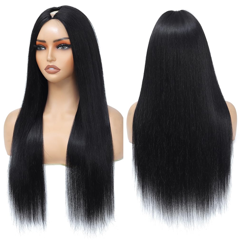 Firieya Straight V Part Wig No Leave Out Thin Part Glueless Wigs Human Hair Wig