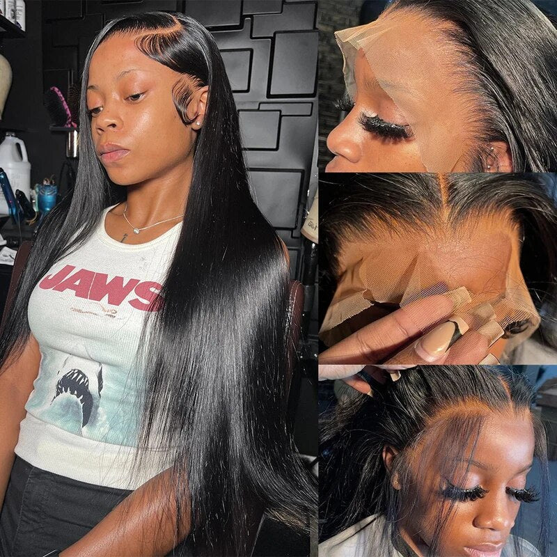 Firieya Straight Hair 360 Full Lace Frontal Wig 180% Density Human Hair Wigs With Pre Plucked Natural Hairline