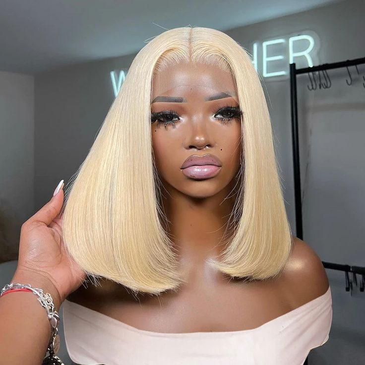 Firieya 4x4/13x4 Lace Wig #613 Blonde Bob Wig Brazilian Straight Human Hair Wigs