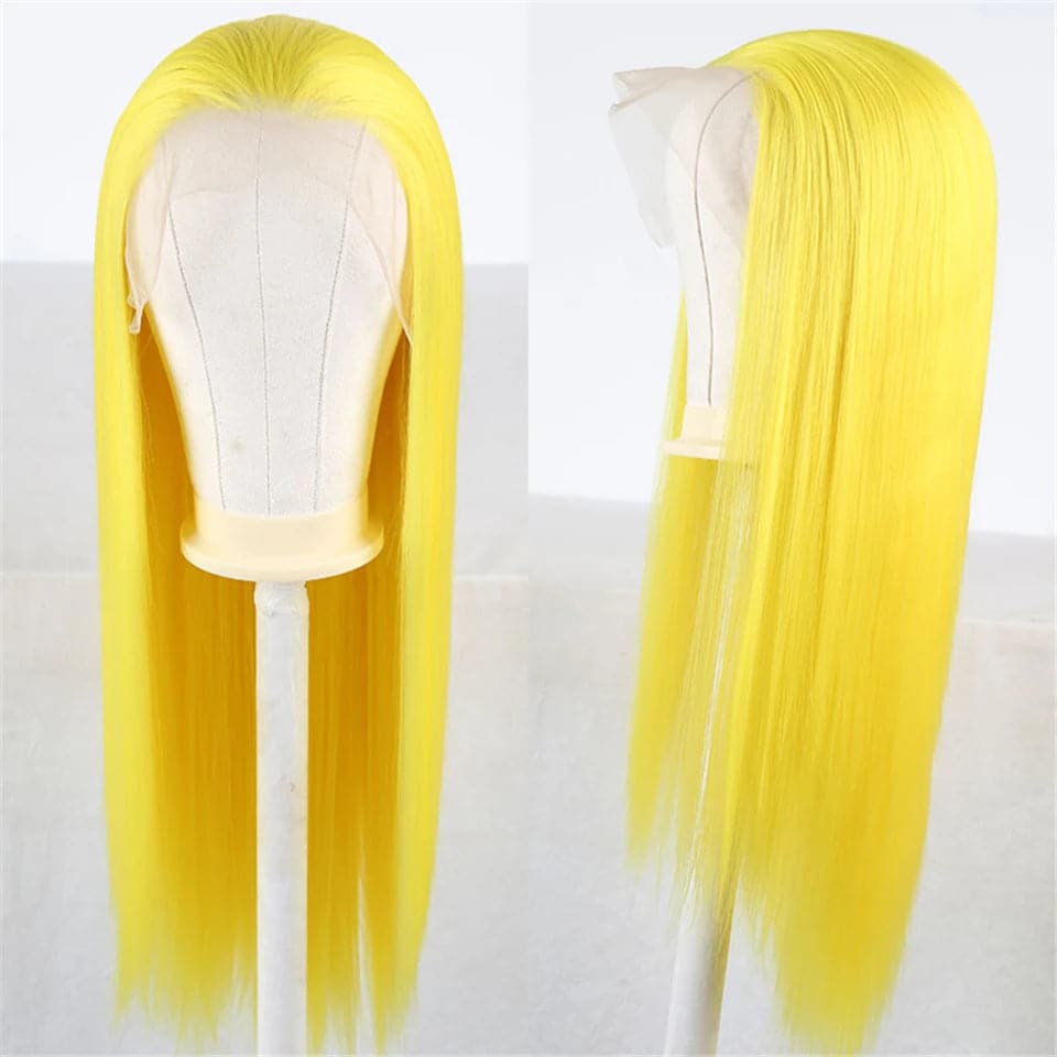 Firieya Yellow Straight 13x4 Lace Frontal Wigs Virgin Human Hair With Baby Hair