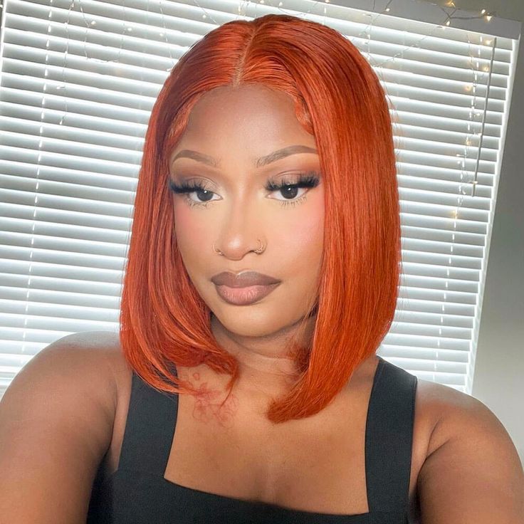 Firieya #350 Ginger Orange Bob Wig 13x4 Lace Frontal Straight Human Hair Wigs