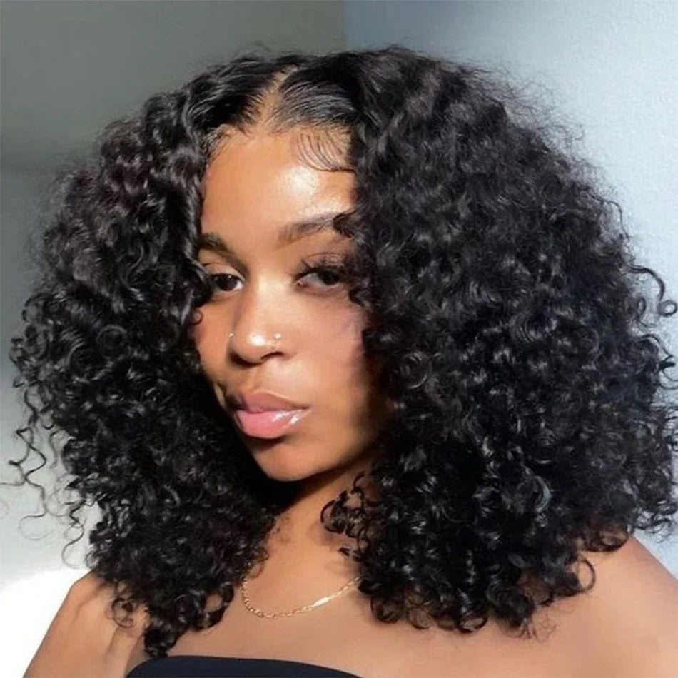 Firieya Glueless Jerry Curly 13x4 Lace Frontal Bob Wigs With Natural Hair Line