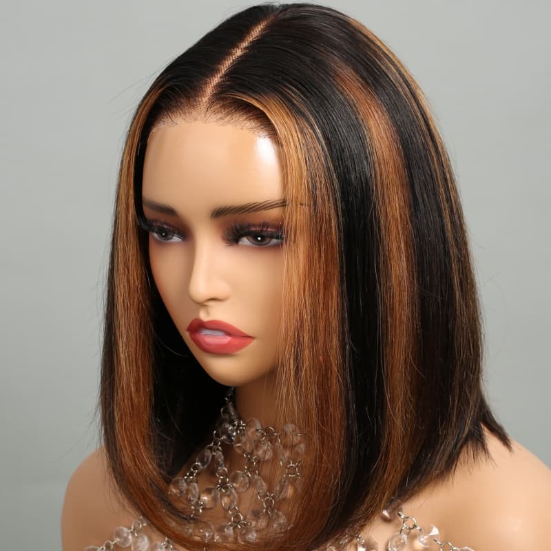 Firieya 1B/30 Highlight Bob Wig 13x4 Bob Wigs Glueless Wig Ombre Lace Front Wig Human Hair Wig