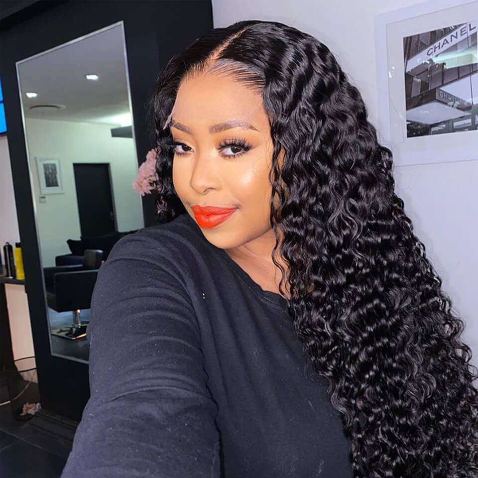 [Flash Sale] Deep Wave 4x4 Lace Wigs Pre Plucked Human Hair Lace Wig For Black Women