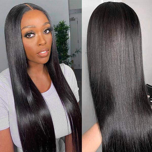 Firieya 4x4 Straight Transparent HD Lace Closure Wigs Pre Plucked with Baby Hair Glueless Virgin Human Hair Wig