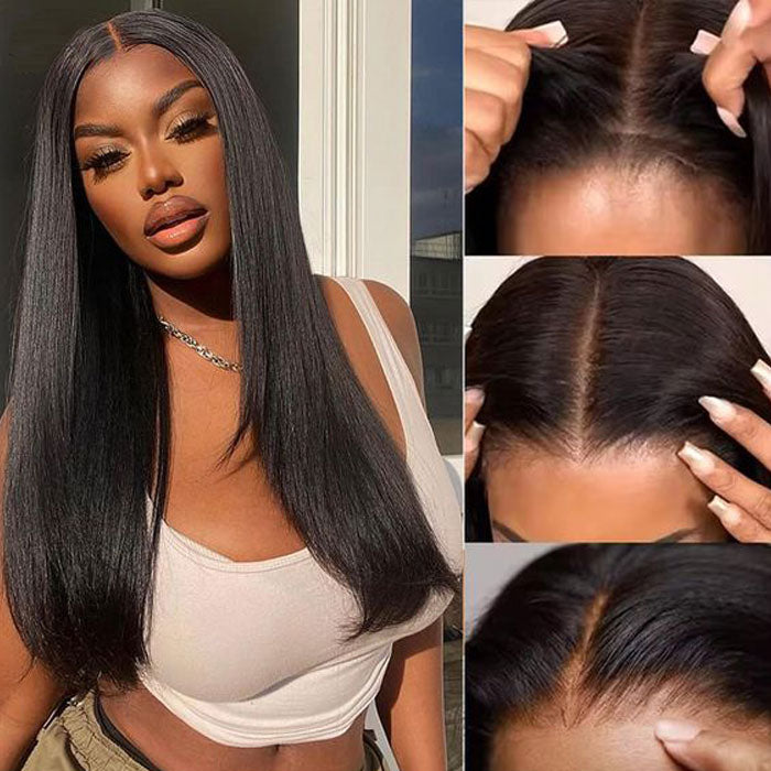 [Flash Sale] Wear and Go Straight Glueless Wig with Pre Cut Lace & Bleached Knots & Pre-plucked Hairline