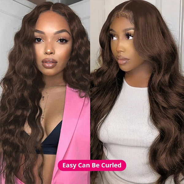 Firieya Chocolate Brown Wig Straight Hair 5x5 Lace Closure Wig Glueless Human Hair Wigs HD Lace