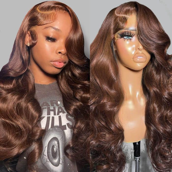 Firieya Chocolate Brown 5x5 Lace Closure Wig Human Hair Pre Plucked Body Wave Wig Human Hair with Baby Hair