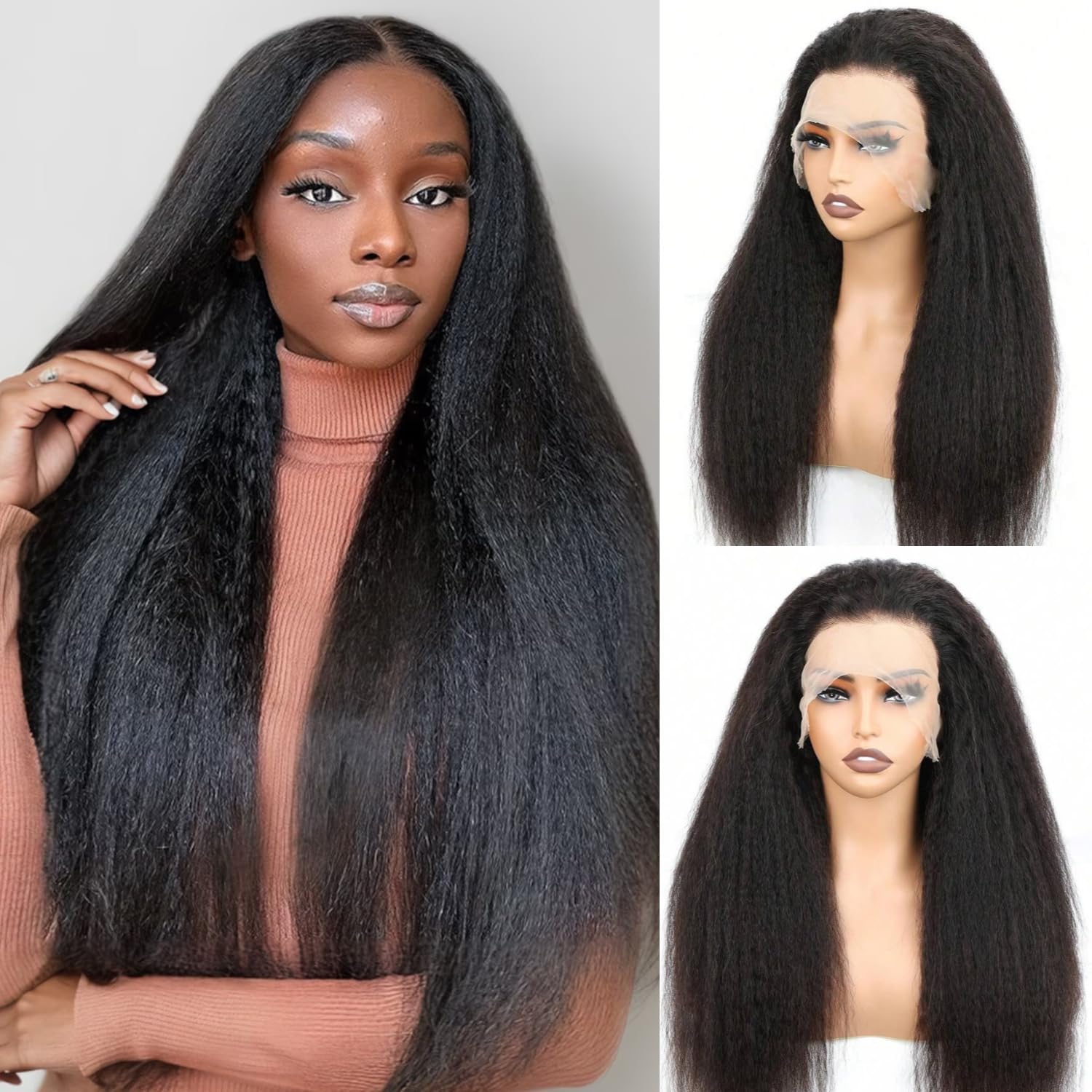 2 Wigs = $309 | 24" 13x6 Yaki Straight Wig & 24" 13x6 Kinky Curly Wig