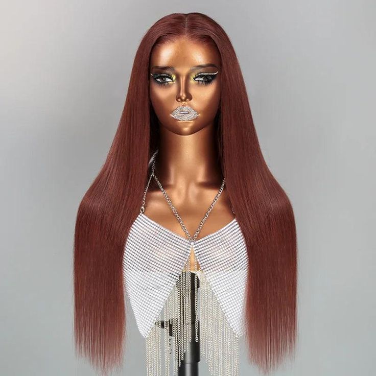 Firieya Straight Reddish Brown Upgrade 9x6 Pre Cut Lace Closure Ready To Go Wig With Bleached Knots