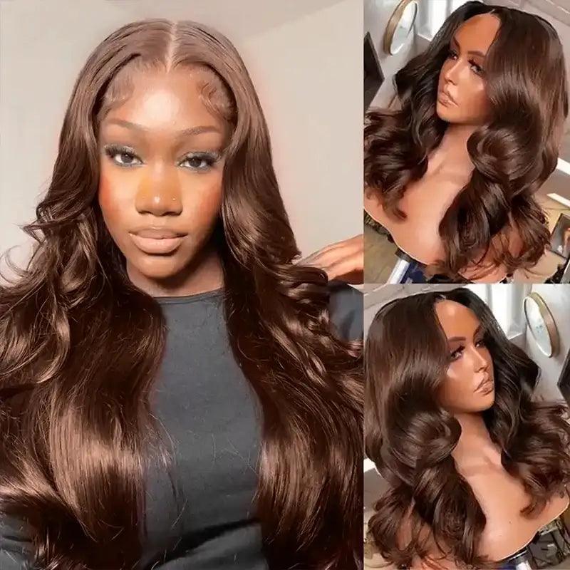 Firieya 9x6 Glueless Upgraded Bleached Knots Chocolate Brown Wig Body Wave Human Hair