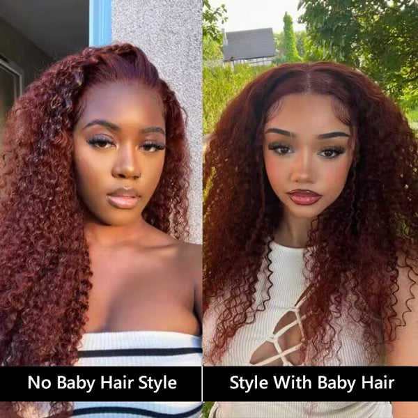 Firieya 9x6 Water Wave Reddish Brown Color Wear Go Glueless Wig Pre-cut Lace Wig Preplucked  HD Lace Wig