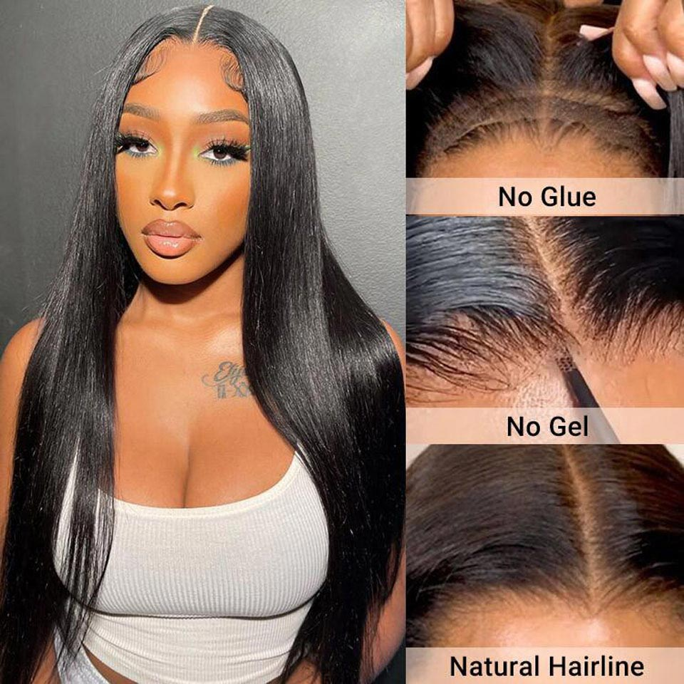 Firieya 7x5 Upgrade HD Lace Straight Wig Crystal Clear Lace Human Hair Wigs With Pre Plucked Natural Hairline