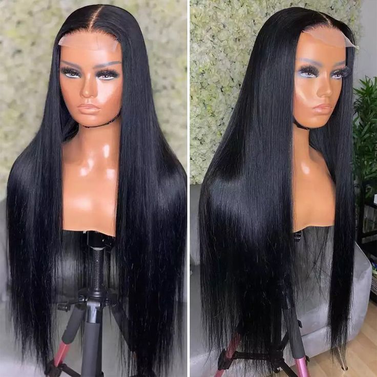 Firieya 4x4 Straight Transparent HD Lace Closure Wigs Pre Plucked with Baby Hair Glueless Virgin Human Hair Wig