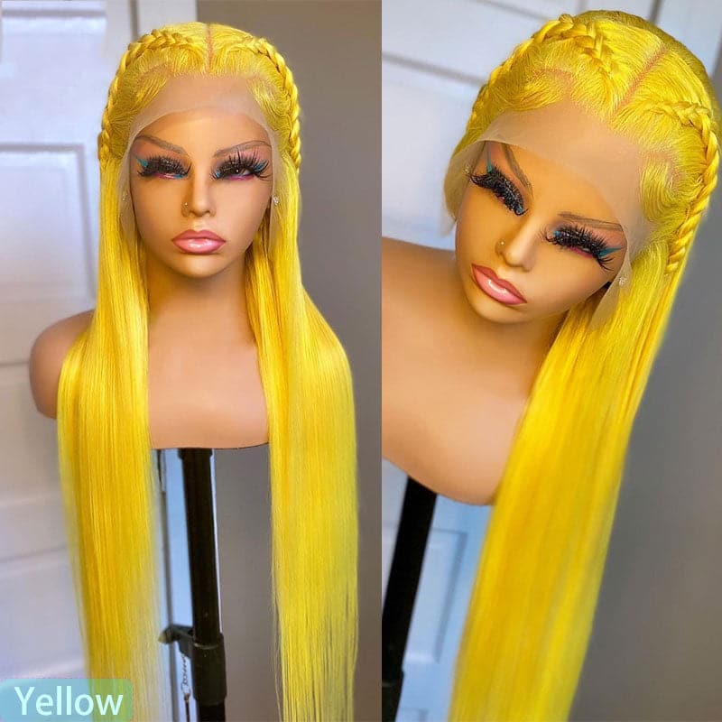 Firieya Yellow Straight 13x4 Lace Frontal Wigs Virgin Human Hair With Baby Hair