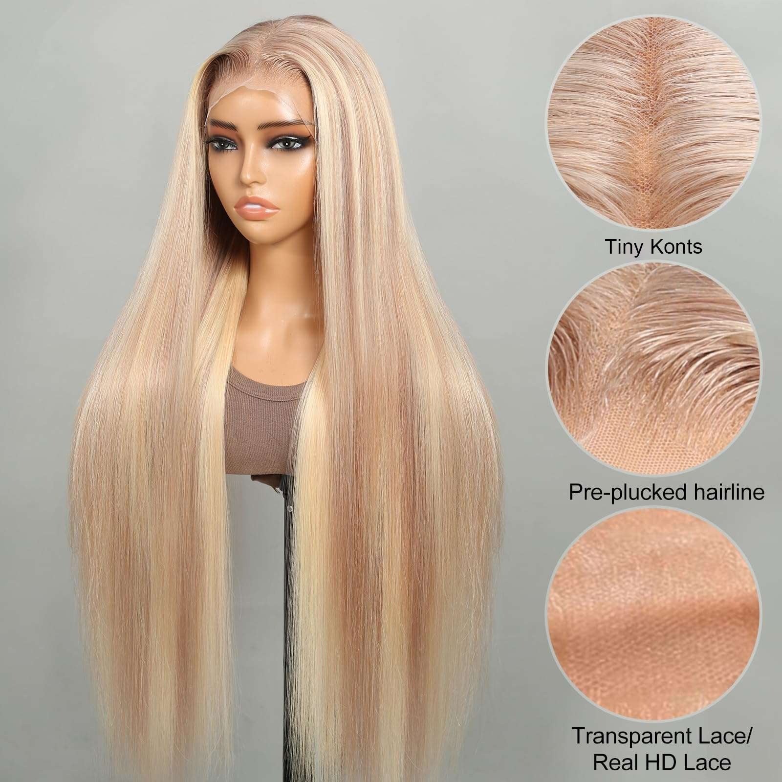 Firieya Hot Sale Ash Blonde Wig With Brown Highlights #P18/613 13x4 Lace Front Wigs Straight/Body Wave Glueless Wig