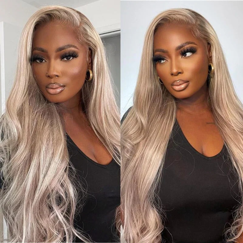 Firieya Hot Sale Ash Blonde Wig With Brown Highlights #P18/613 13x4 Lace Front Wigs Straight/Body Wave Glueless Wig