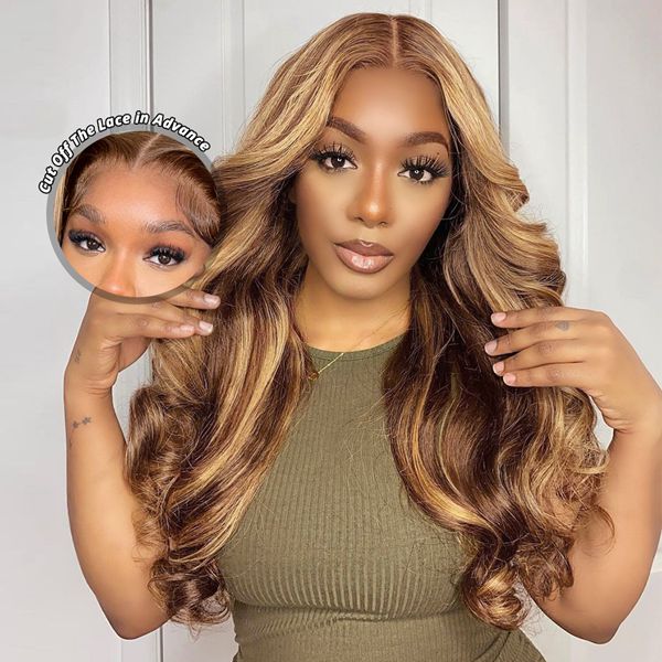 Firieya P4/27 Highlight Ready To Go Wigs Body Wave 7x5 HD Lace Closure Wig Glueless Human Hair Wigs Pre Cut Lace Front Wigs