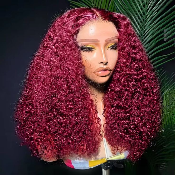 Firieya 99J Burgundy Water Wave Pre plucked Full HD Lace Front Wig Wet & Wavy Colored Lace Frontal Human Hair Wigs