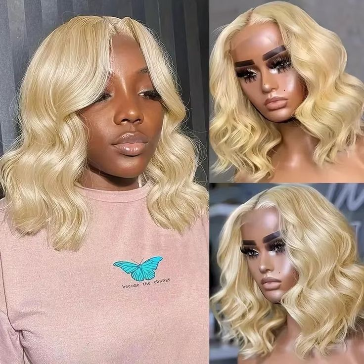 Firieya Body Wave Blonde #613 13x4 Transparent Lace Frontal Bob Wig 100% Virgin Human Hair