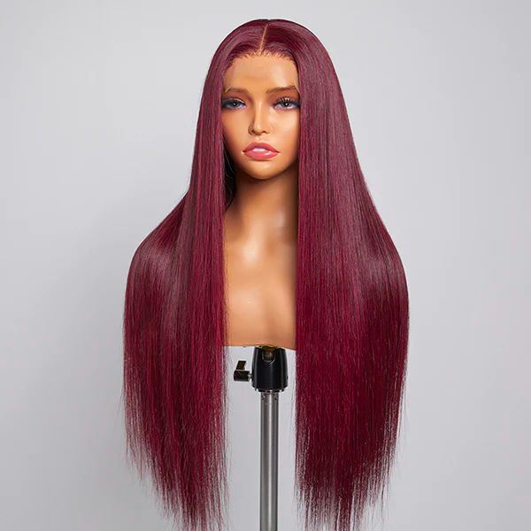 Firieya 99j Burgundy Lace Front Wigs Human Hair Pre Plucked  Straight 7x5 HD Lace Front Human Hair Wigs for Women with Baby hair