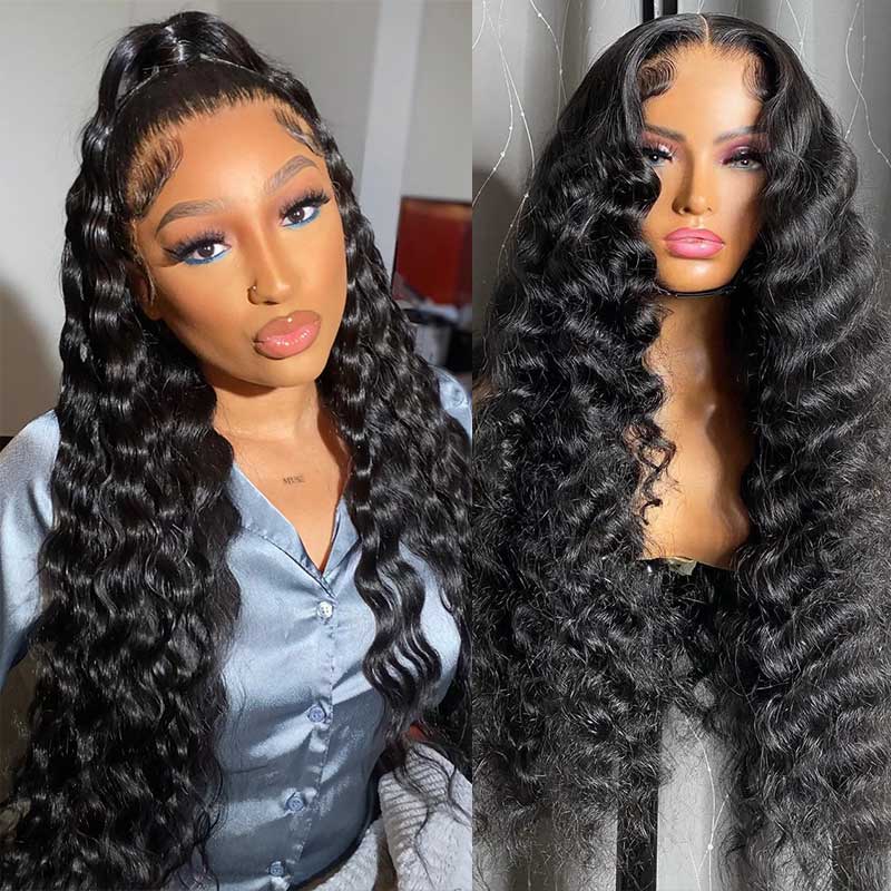 Firieya Loose Deep Wave 13x6 HD Full Lace Front Wigs Pre Plucked Hairline Human Hair Wig