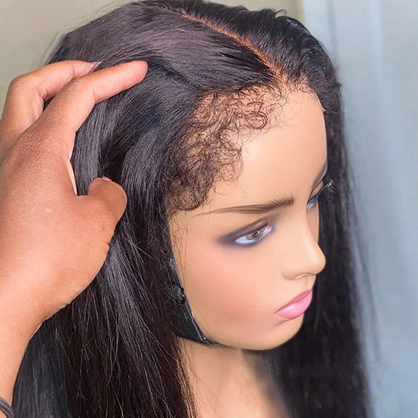 Firieya 4C Edges Hairline 13x4 HD Straight Lace Frontal Wig Human Hair Wig with Realistic Hairline