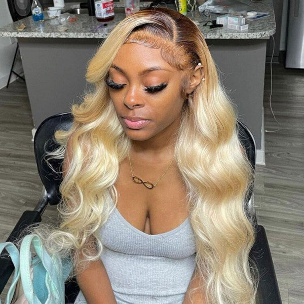 Firieya Ombre Color Wig #4/613 Body Wave Human Hair Lace Front Wig 200% Denisty