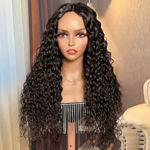 Firieya Water Wave V Part Wig No Leave Out Thin Part Glueless Wigs Human Hair Wig